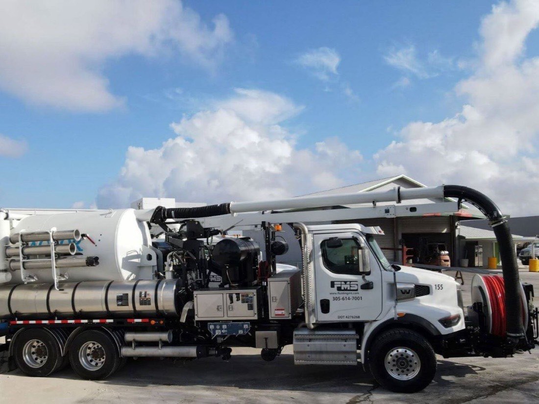 FMS Vactor vacuum truck staged at the yard